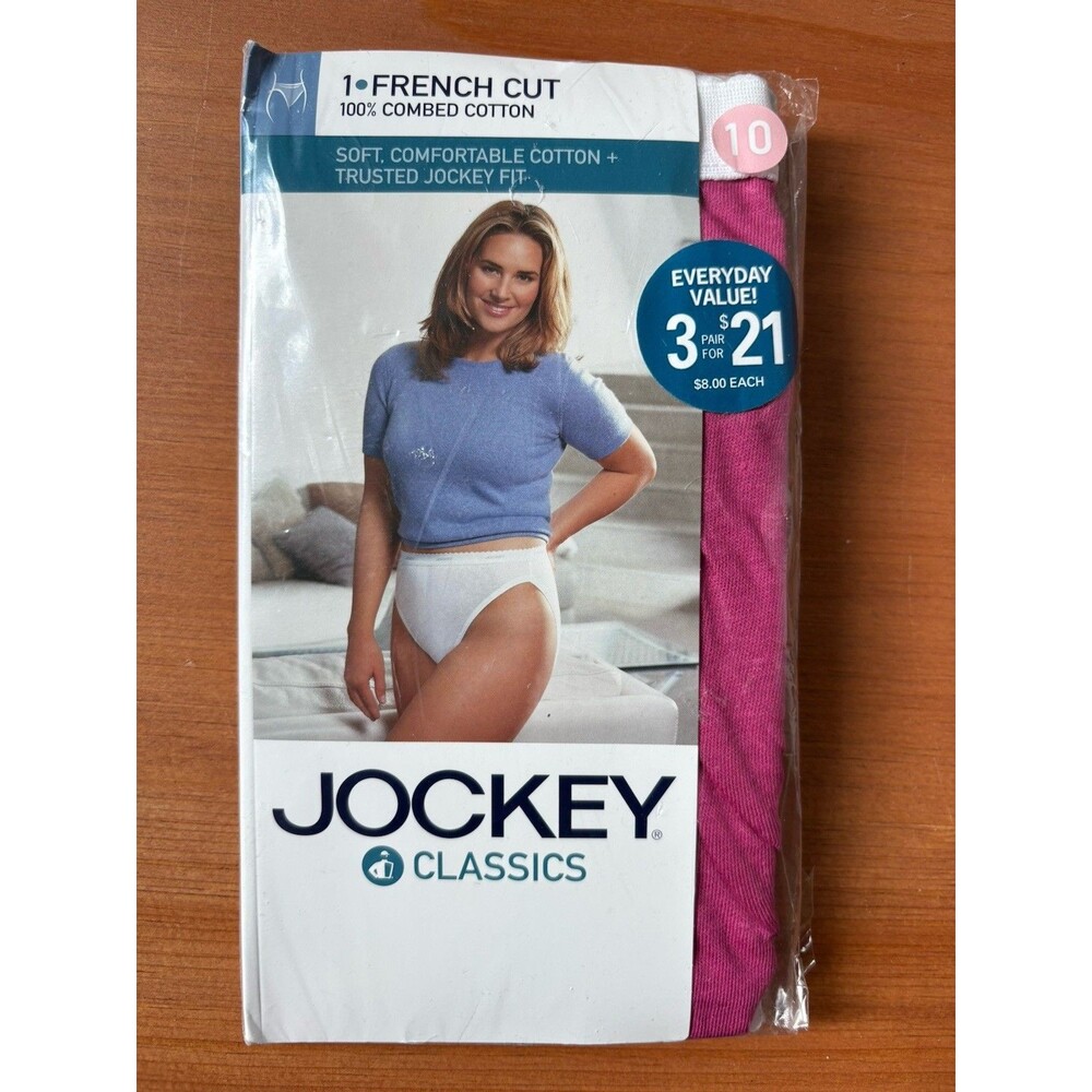 Jockey Classics French Cut 9467 High Cut 3pk Size 10 Cotton 2007 Hot Pink NEW